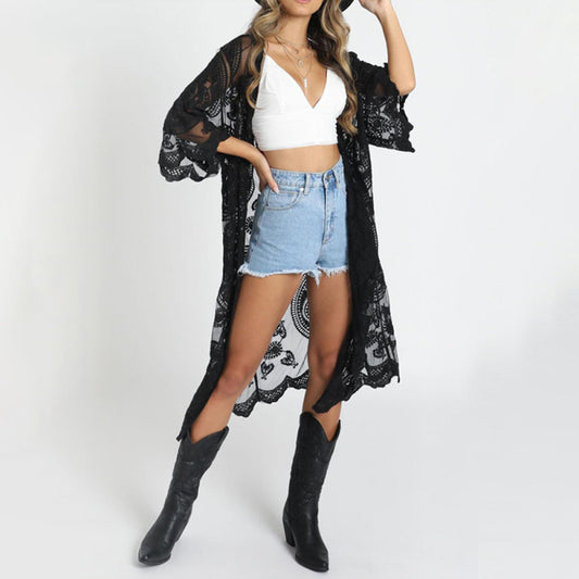 Embroidered Lace Beach Cover Up